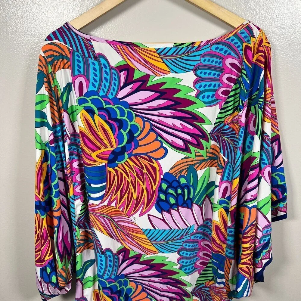 Trina Turk Paradise Plume Tunic Swim Cover Up One Size Tropical Beach Vacation